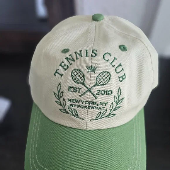 NWT WeWoreWhat Women’s Tennis Club Cotton Hat Court Green & Wheat OS - Picture 4 of 9
